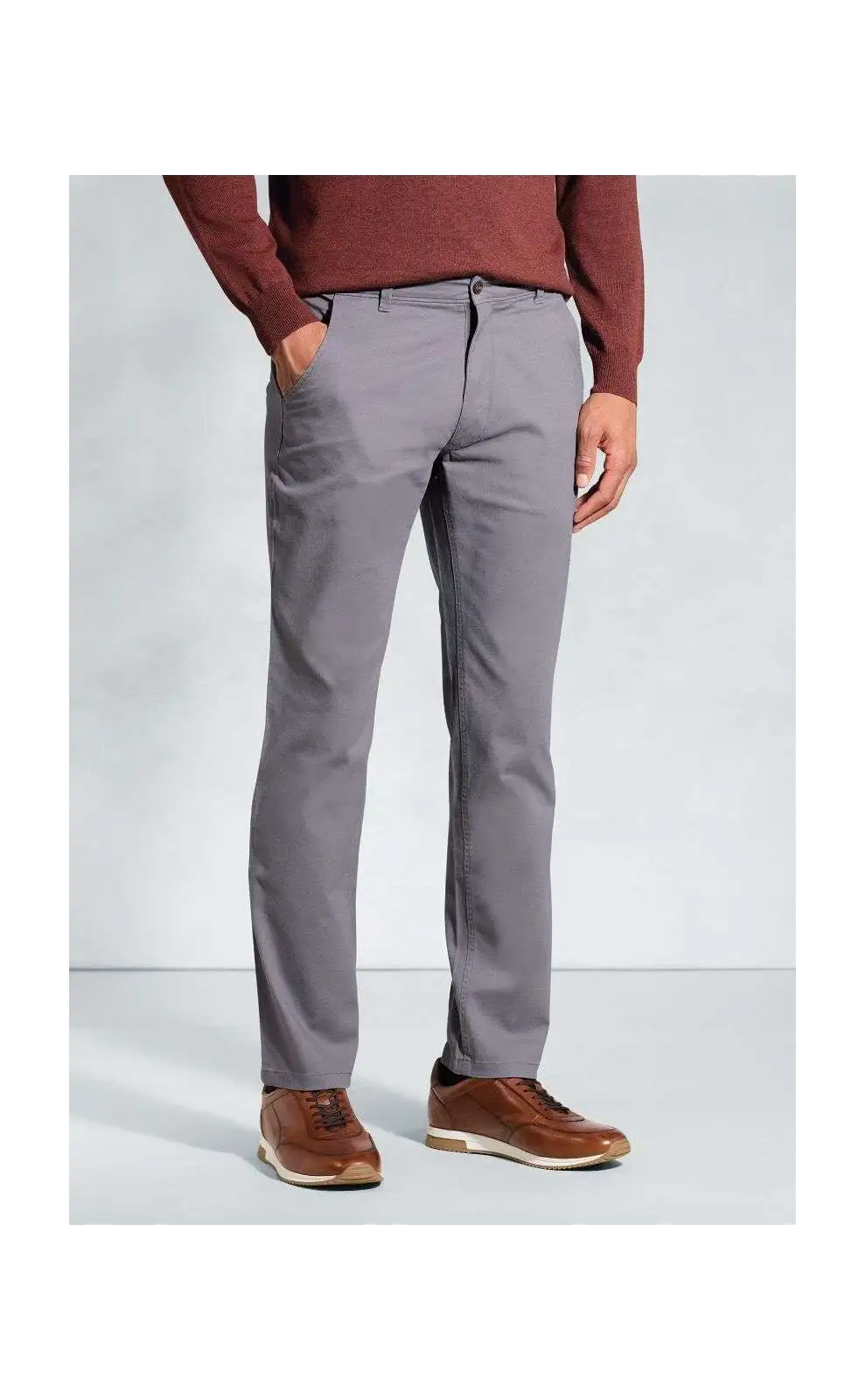 Fit Trousers Brook Taverner Tailored Fit Miami Grey Stretch Cotton Chinos £45.00
