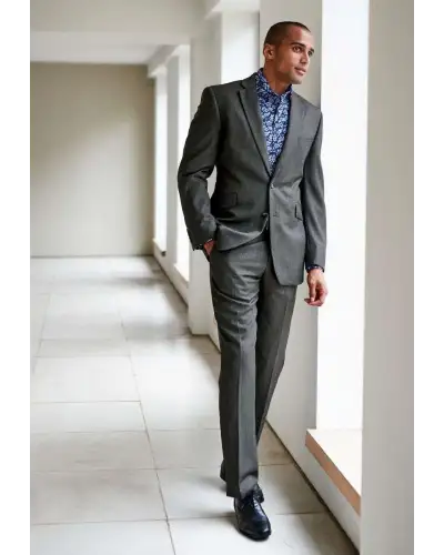 Suit Trousers Brook Taverner Tailored Fit Dawlish Charcoal Birdseye Wool Suit Trousers £90.00