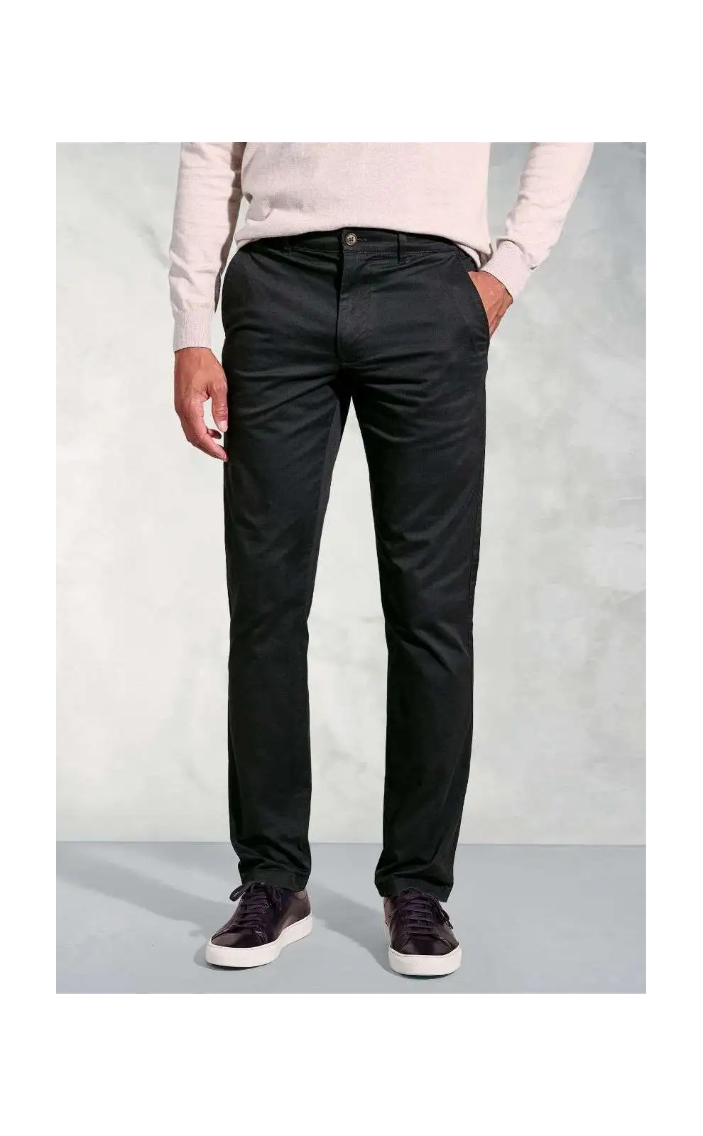 Fit Trousers Brook Taverner Regular Fit Leo Black Stretch Cotton Chinos £45.00
