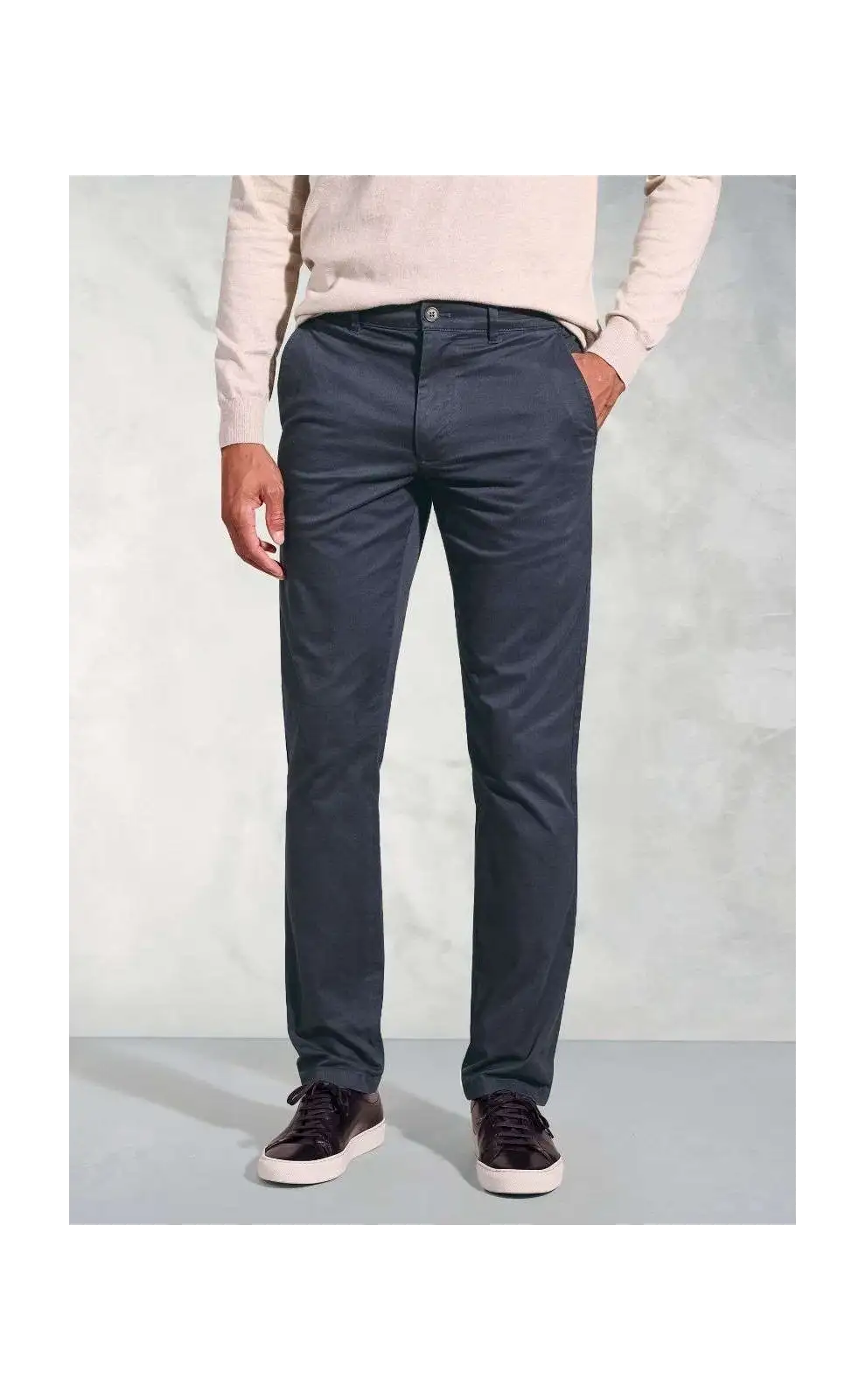 Fit Trousers Brook Taverner Regular Fit Leo Navy Stretch Cotton Chinos £45.00