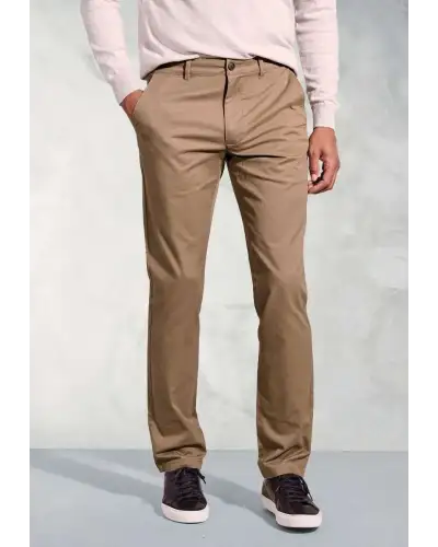 Fit Trousers Brook Taverner Tailored Fit Leo Tan Stretch Cotton Chinos £45.00