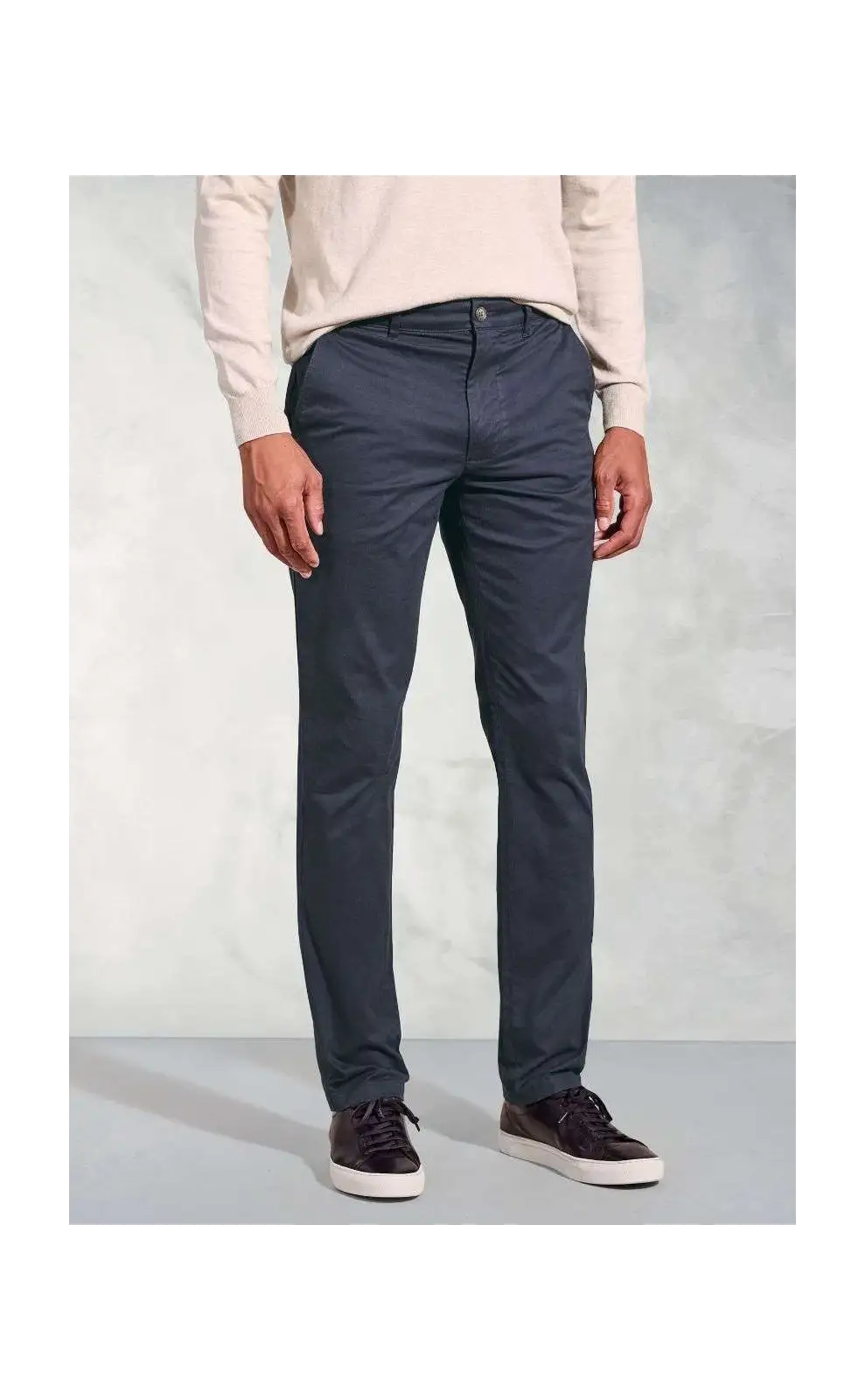 Fit Trousers Brook Taverner Tailored Fit Leo Navy Stretch Cotton Chinos £45.00