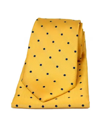 Pocket Square Soprano Ties Soprano Gold And Black Polka Dot Silk Tie And Pocket Square £34.00