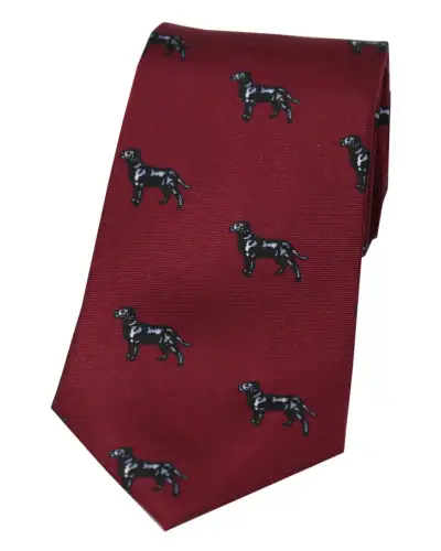Silk Ties Soprano Ties Soprano Black Labradors On Wine Ground Country Silk Tie £23.00