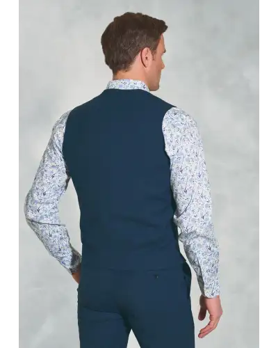 Waistcoats Brook Taverner Tailored Fit Cassino Navy Check Washable Waistcoat-BT-1540A £71.00