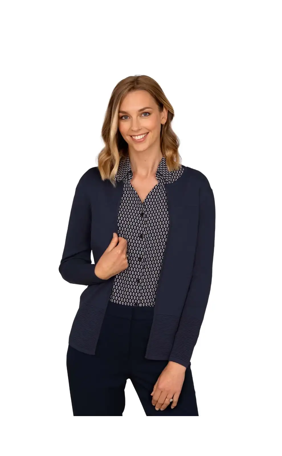 Knitwear Vortex Designs Polly Navy Longline Cardigan-VD-9416775041345 £41.00