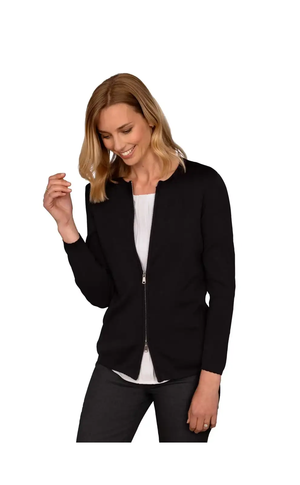 Knitwear Vortex Designs Sally Charcoal Zip Cardigan-VD-9416774811969 £41.00