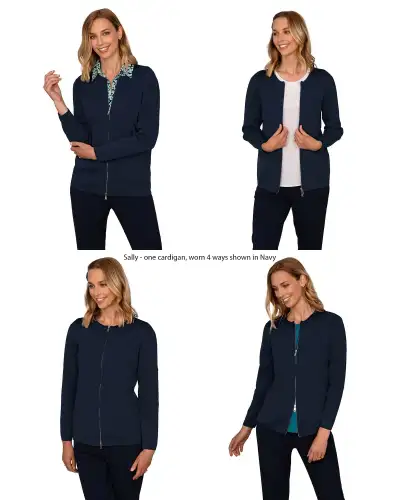 Knitwear Vortex Designs Sally Charcoal Zip Cardigan-VD-9416774811969 £41.00