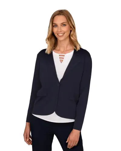 Knitwear Vortex Designs Jackie Navy Knit Jacket-VD-9416773992769 £41.00