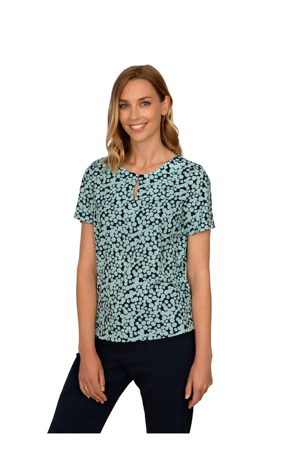 Tops Vortex Designs Luna Sage Button Neck-VD-9340918104385 £26.00