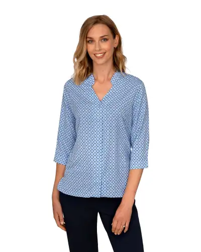 Blouses Vortex Designs Maddie Sky Blue 3 4 Sleeve Blouse £28.00