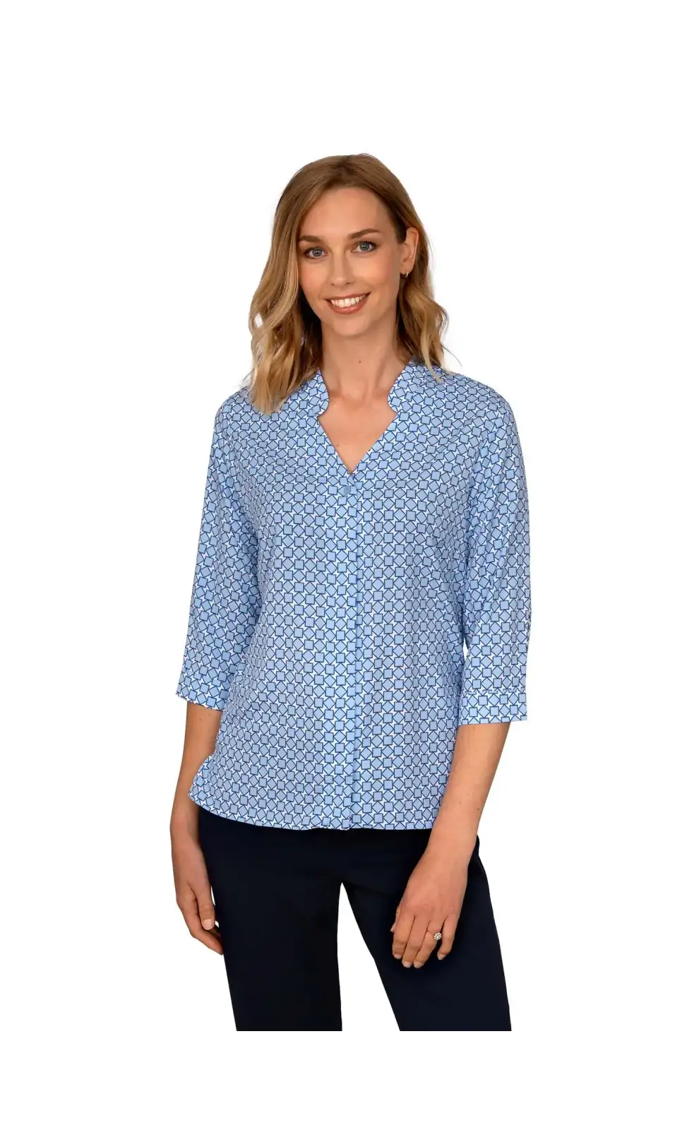 Blouses Vortex Designs Maddie Sky Blue 3 4 Sleeve Blouse £28.00
