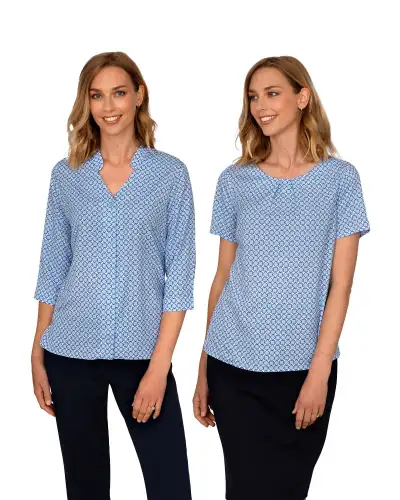 Blouses Vortex Designs Maddie Sky Blue 3 4 Sleeve Blouse-VD-9340906340673 £23.00
