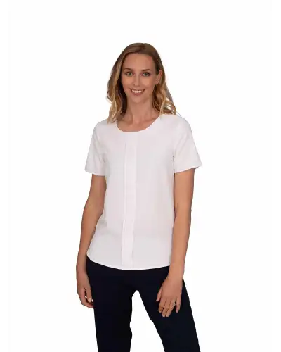 Tops Vortex Designs Poppy White Pleat Front Short Sleeve £27.00