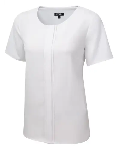 Tops Vortex Designs Poppy White Pleat Front Short Sleeve £27.00