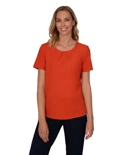Tops Vortex Designs Libby Mandarin Tuck Neck Short Sleeve £27.00
