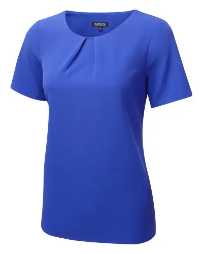 Tops Vortex Designs Libby Mandarin Tuck Neck Short Sleeve-VD-9075277824321 £26.00