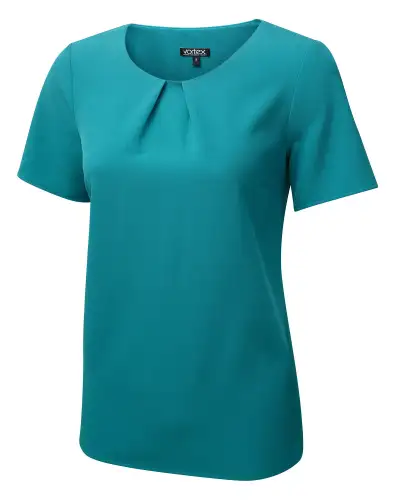 Tops Vortex Designs Libby Mandarin Tuck Neck Short Sleeve-VD-9075277824321 £26.00