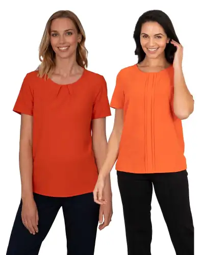 Tops Vortex Designs Libby Mandarin Tuck Neck Short Sleeve £27.00