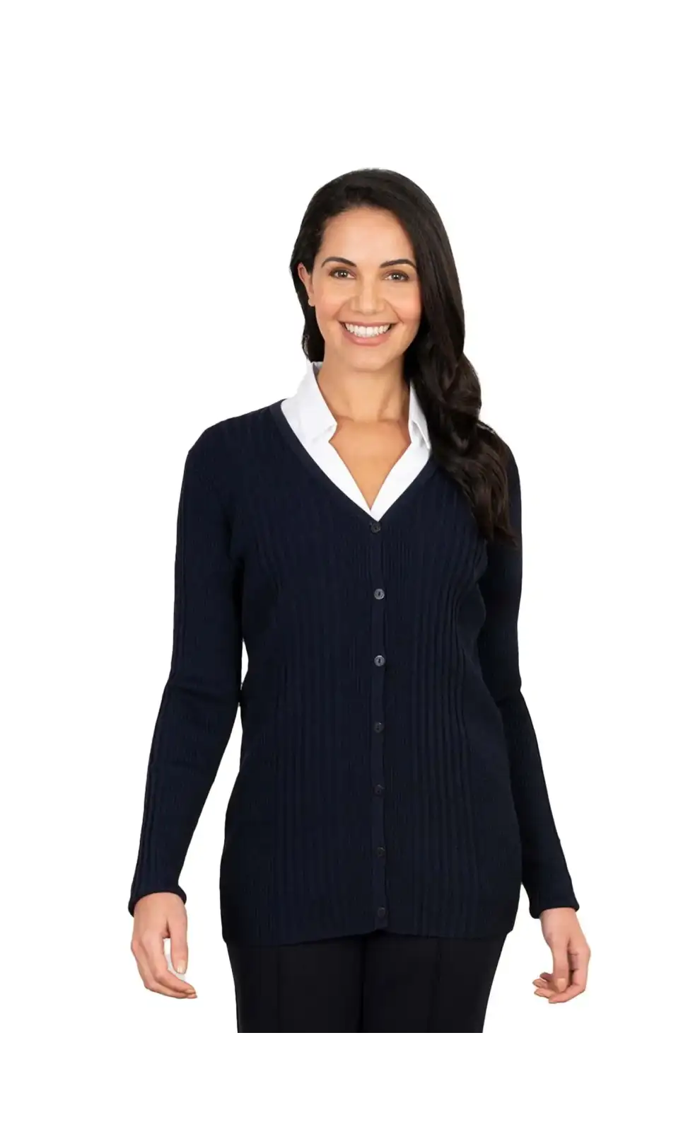 Knitwear Vortex Designs Kristin Navy V-Neck Cardigan Long Sleeve-VD-9075270222145 £41.00