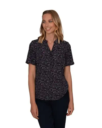 Tops Vortex Designs Jewel Red 3 Button Neck Short Sleeve £28.00