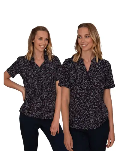 Tops Vortex Designs Jewel Red 3 Button Neck Short Sleeve-VD-9075262947649 £26.00