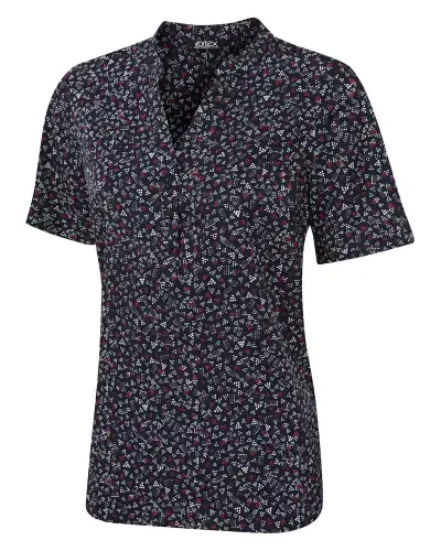 Tops Vortex Designs Jewel Red 3 Button Neck Short Sleeve-VD-9075262947649 £26.00