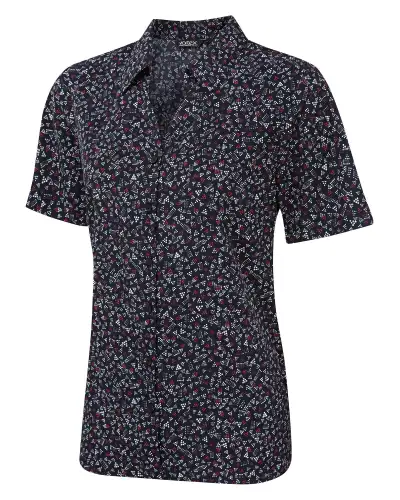 Blouses Vortex Designs Jenni Red Button Down Short Sleeve-VD-9075259474241 £26.00