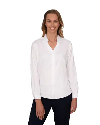 Blouses Vortex Designs Freya White Double Button Long Sleeve-VD-9075233194305 £41.00