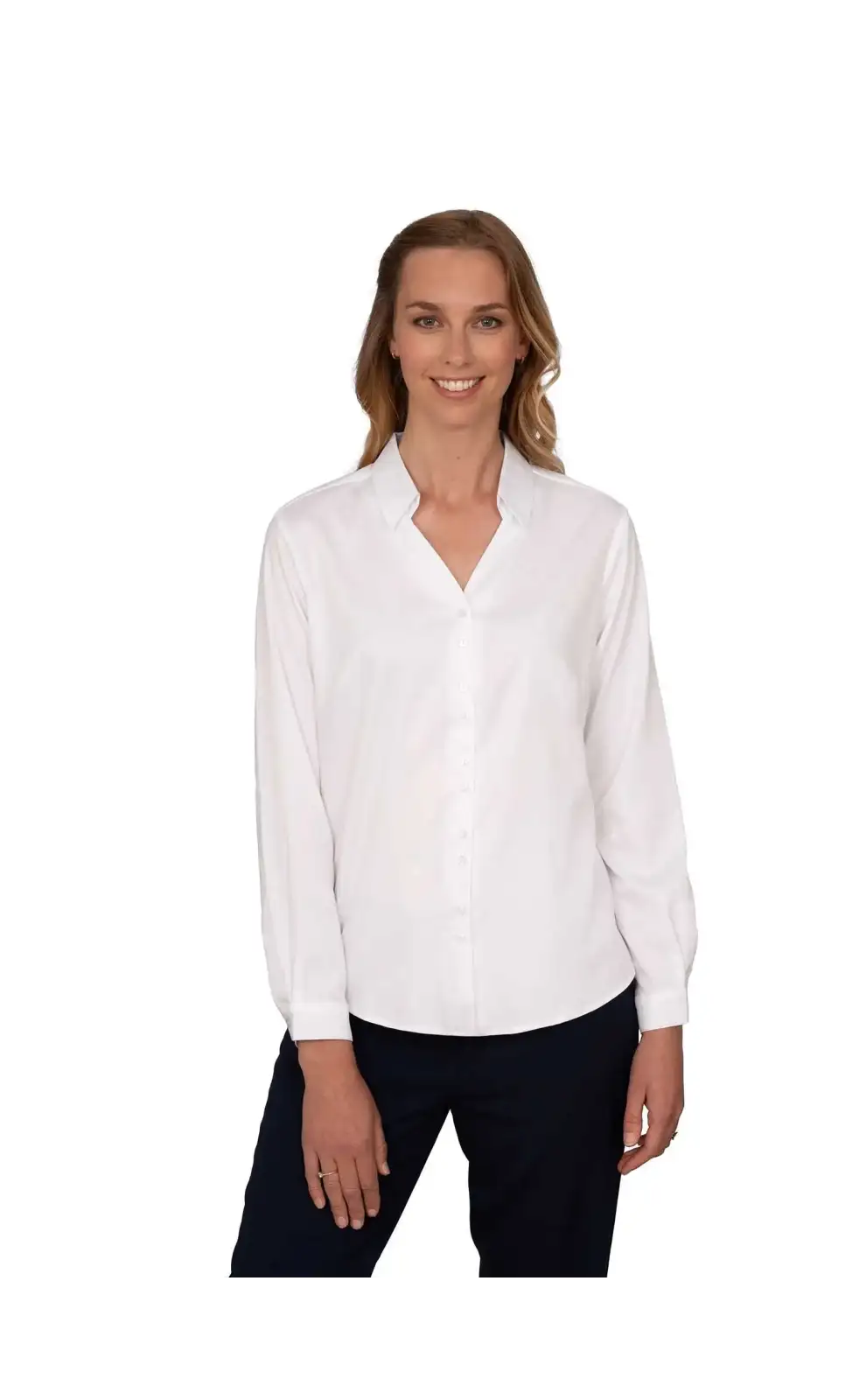 Blouses Vortex Designs Freya White Double Button Long Sleeve-VD-9075233194305 £41.00