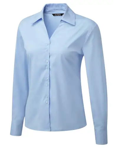 Blouses Vortex Designs Freya White Double Button Long Sleeve-VD-9075233194305 £41.00