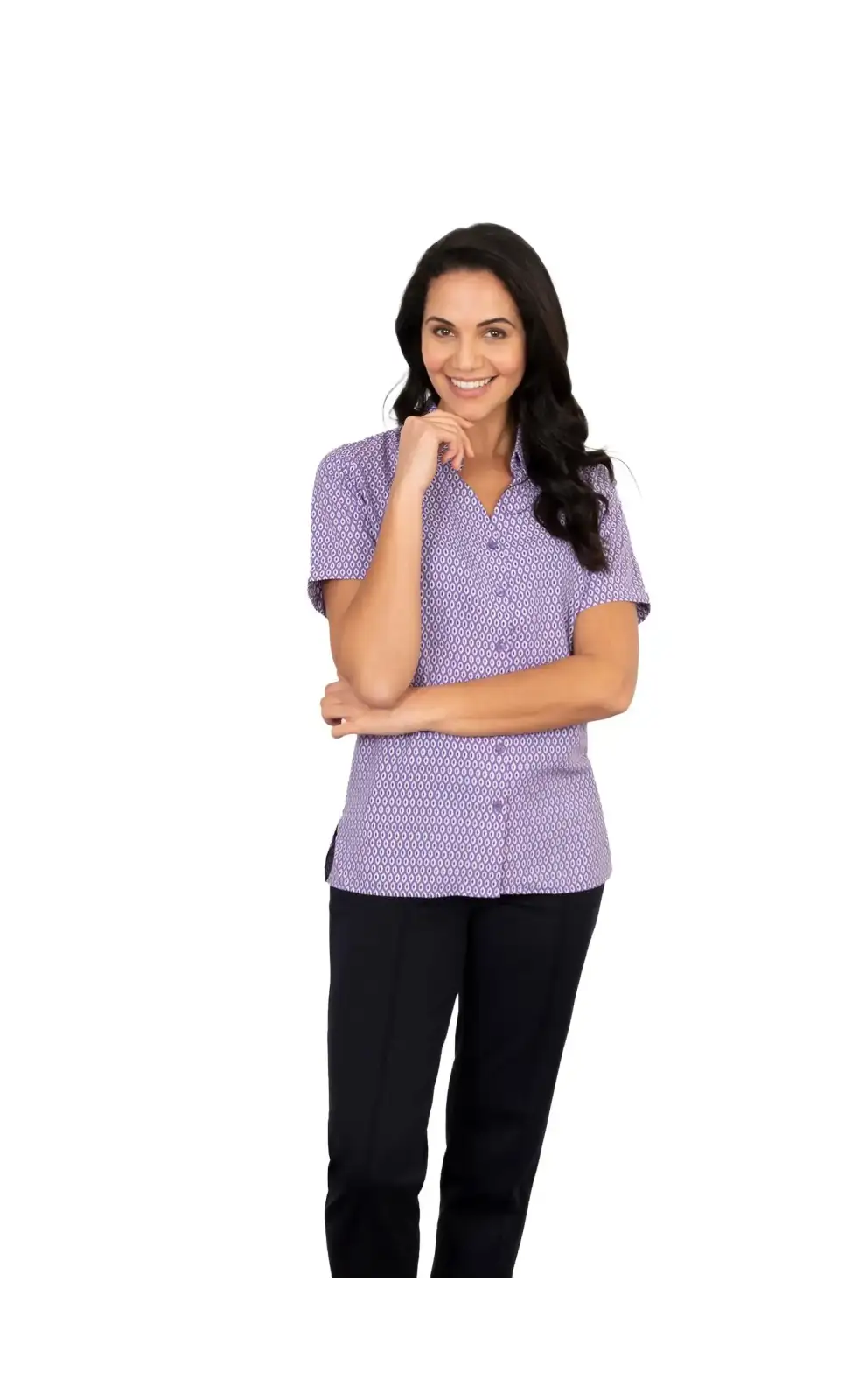 Blouses Vortex Designs Emma Berry Button Down Short Sleeve-VD-9074965643585 £26.00