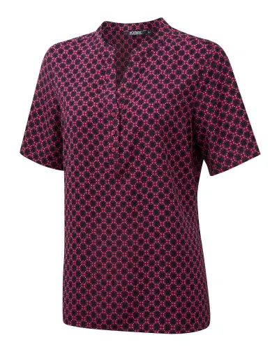 Tops Vortex Designs Bonnie Red 3 Button Neck Short Sleeve £28.00