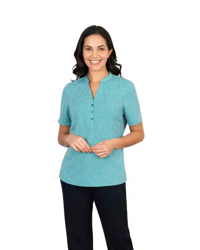 Tops Vortex Designs Beth Jade 3 Button Neck Short Sleeve £28.00