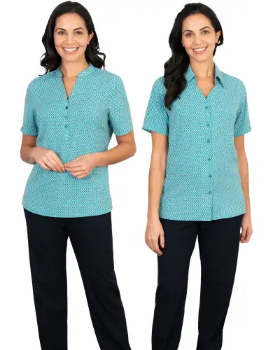 Tops Vortex Designs Beth Jade 3 Button Neck Short Sleeve £28.00