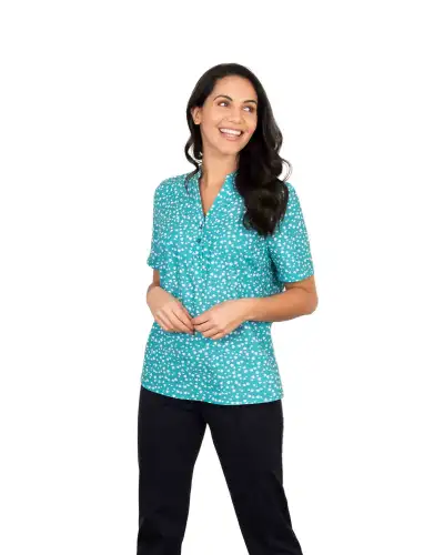 Tops Vortex Designs Bella Jade 3 Button Neck Short Sleeve £28.00