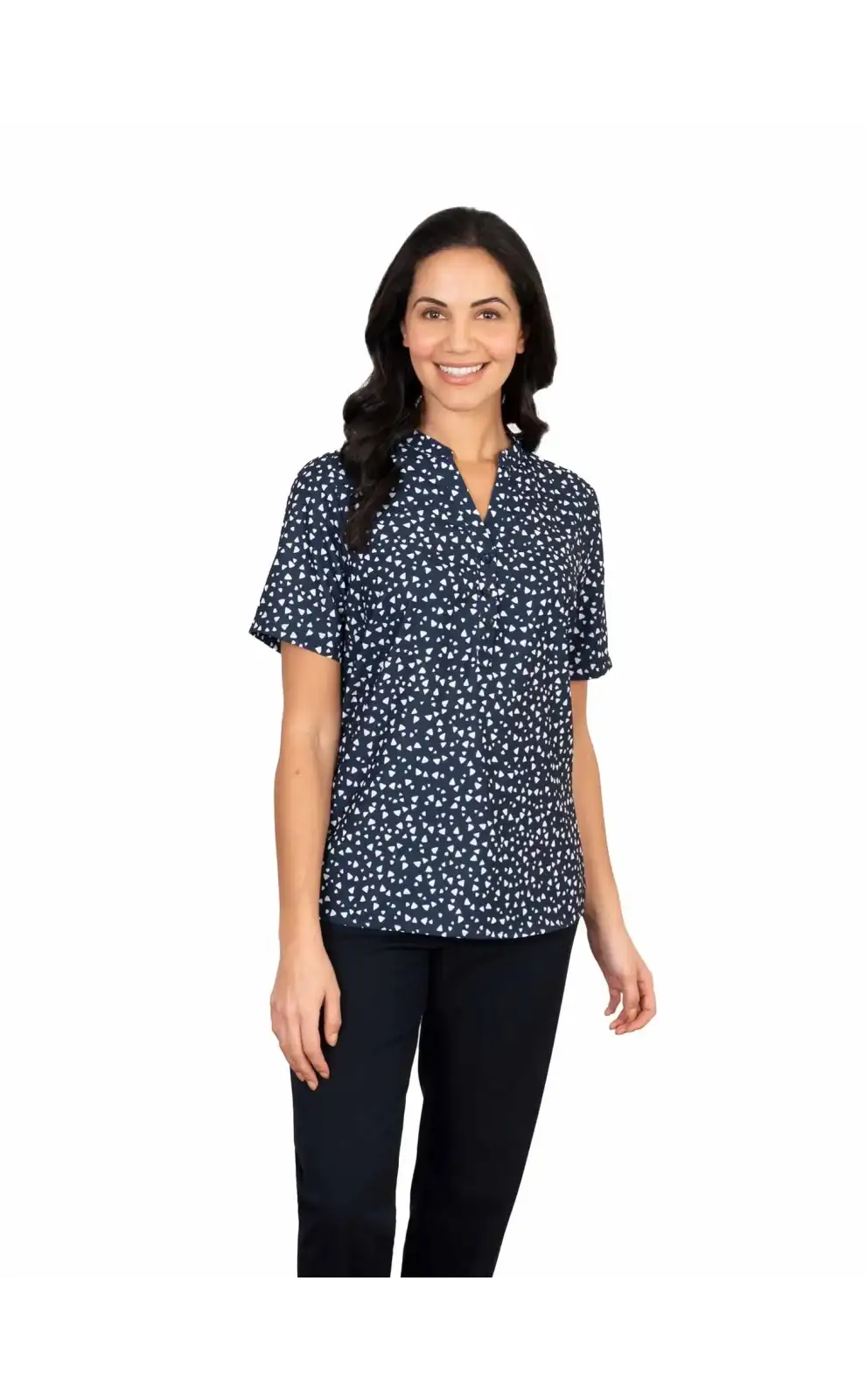 Tops Vortex Designs Bella Navy 3 Button Neck Short Sleeve-VD-9073584832833 £26.00