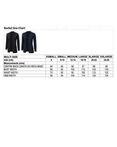 Knitwear Vortex Designs Rachel Charcoal Ribbed Edge To Edge Cardigan Long Sleeve-VD-9001477341505 £41.00