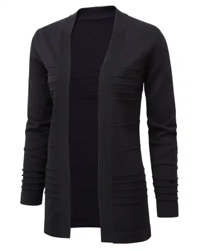 Knitwear Vortex Designs Rachel Charcoal Ribbed Edge To Edge Cardigan Long Sleeve £43.00