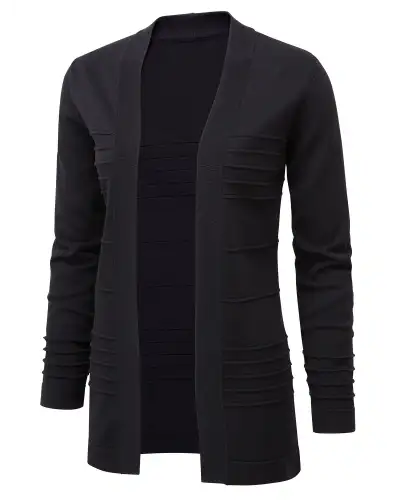 Knitwear Vortex Designs Rachel Charcoal Ribbed Edge To Edge Cardigan Long Sleeve-VD-9001477341505 £41.00