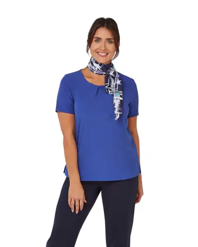 Tops Vortex Designs Penny Navy Tuck Neck Short Sleeve £27.00