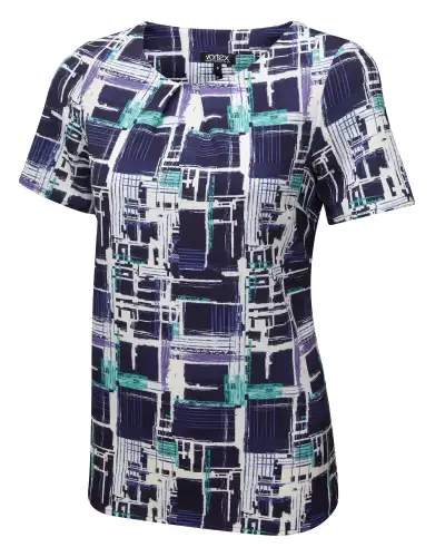 Tops Vortex Designs Penny Navy Tuck Neck Short Sleeve £27.00