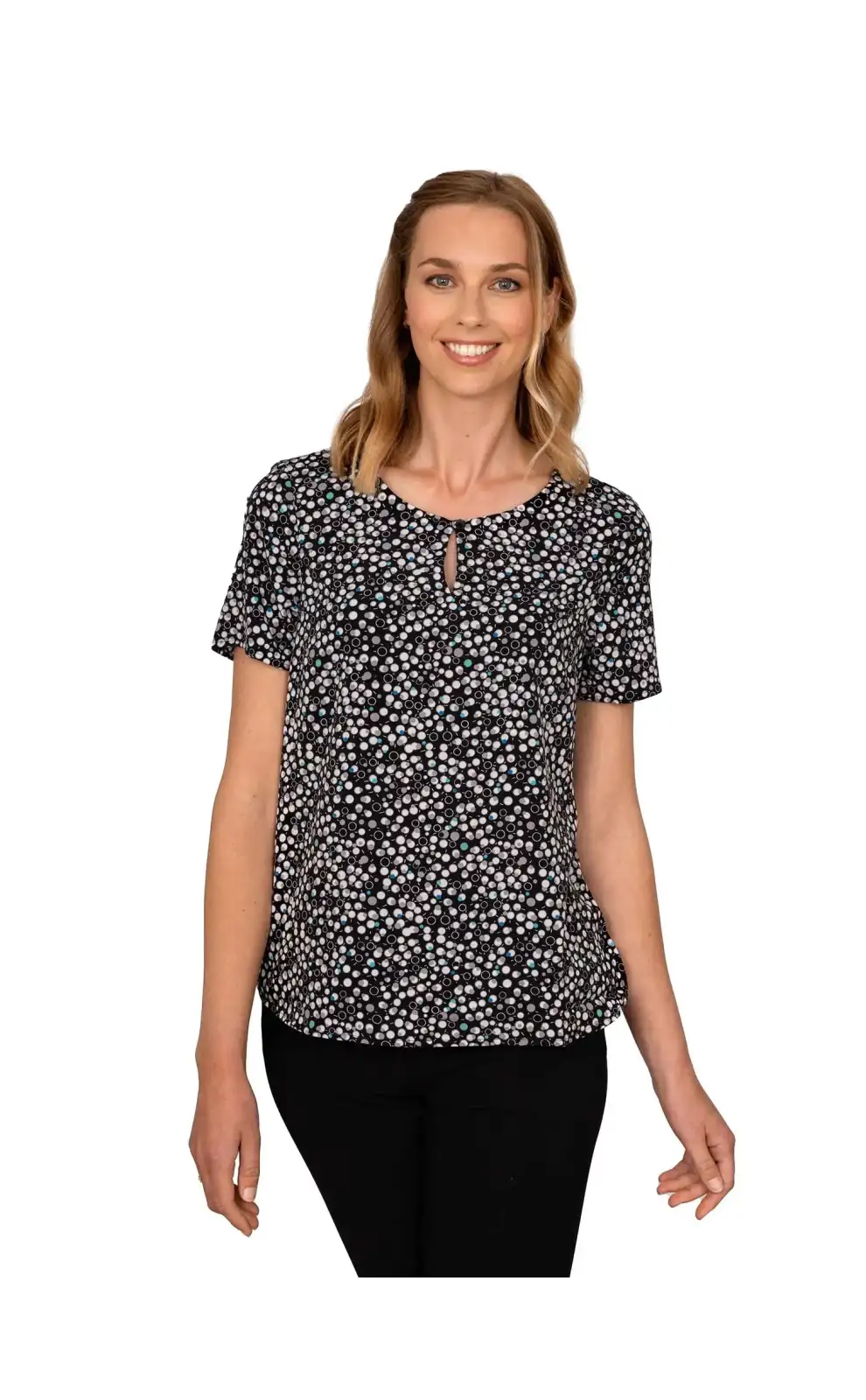 Tops Vortex Designs Imogen Black Tuck Neck Short Sleeve-VD-9001474261313 £26.00