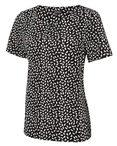 Tops Vortex Designs Hattie Black Button Neck Short Sleeve-VD-9001474064705 £26.00