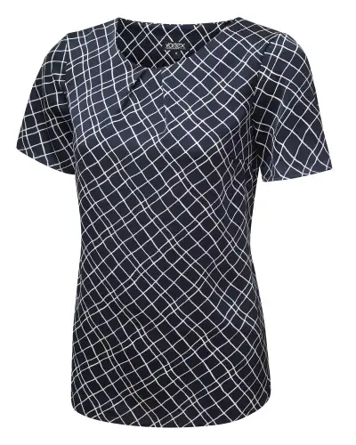 Tops Vortex Designs Gina Navy Tuck Neck Short Sleeve £27.00