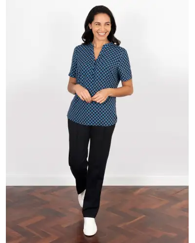 Tops Vortex Designs Bonnie Navy 3 Button Neck Short Sleeve £28.00