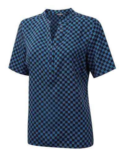 Tops Vortex Designs Bonnie Navy 3 Button Neck Short Sleeve £28.00