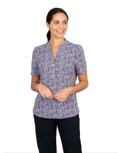 Tops Vortex Designs Billie Berry 3 Button Neck Short Sleeve £28.00