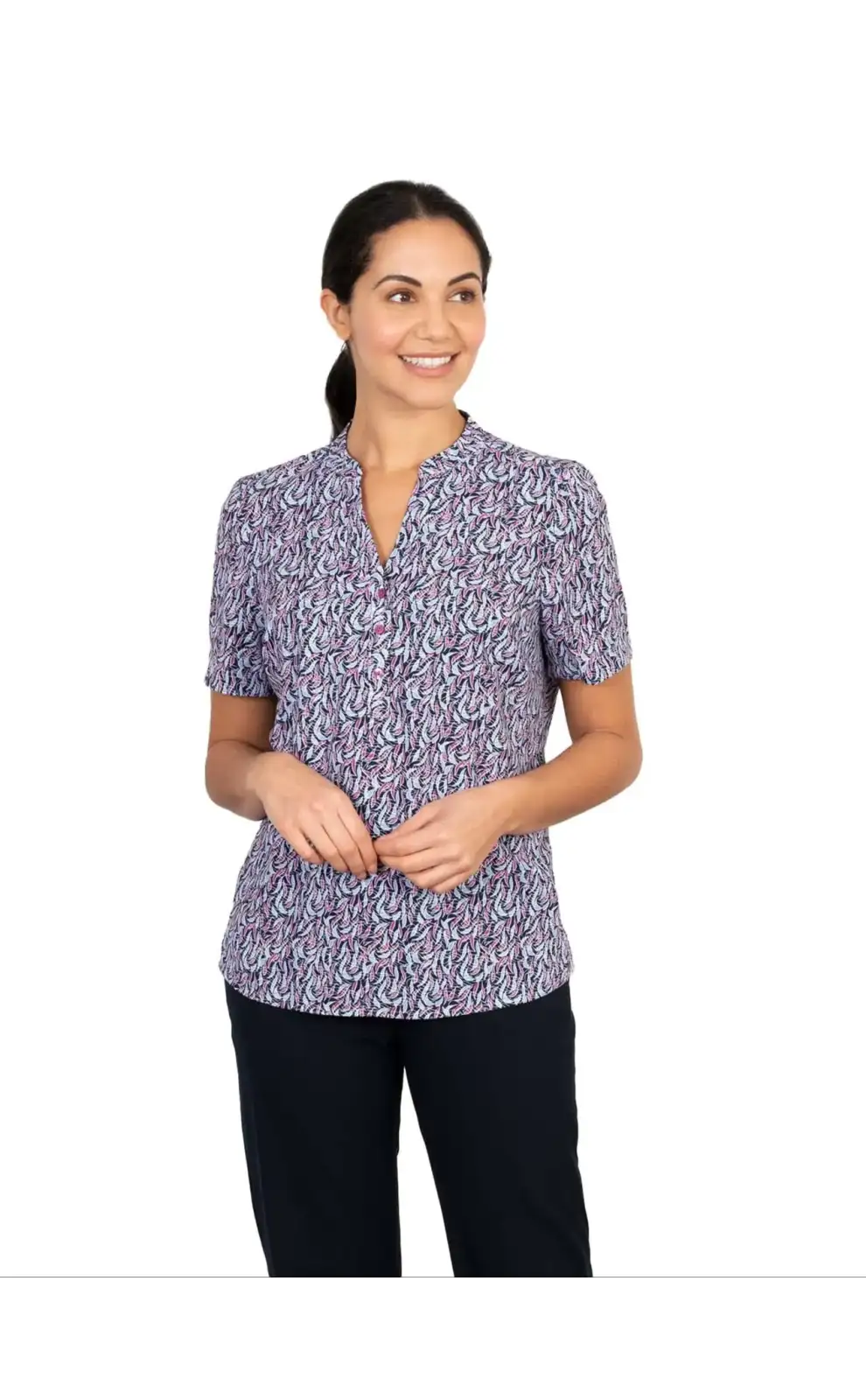 Tops Vortex Designs Billie Berry 3 Button Neck Short Sleeve £28.00