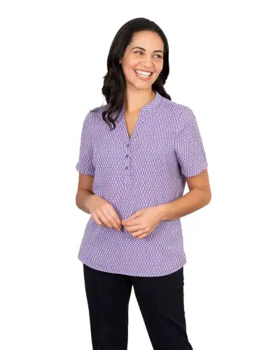 Tops Vortex Designs Beth Berry 3 Button Neck Short Sleeve £28.00